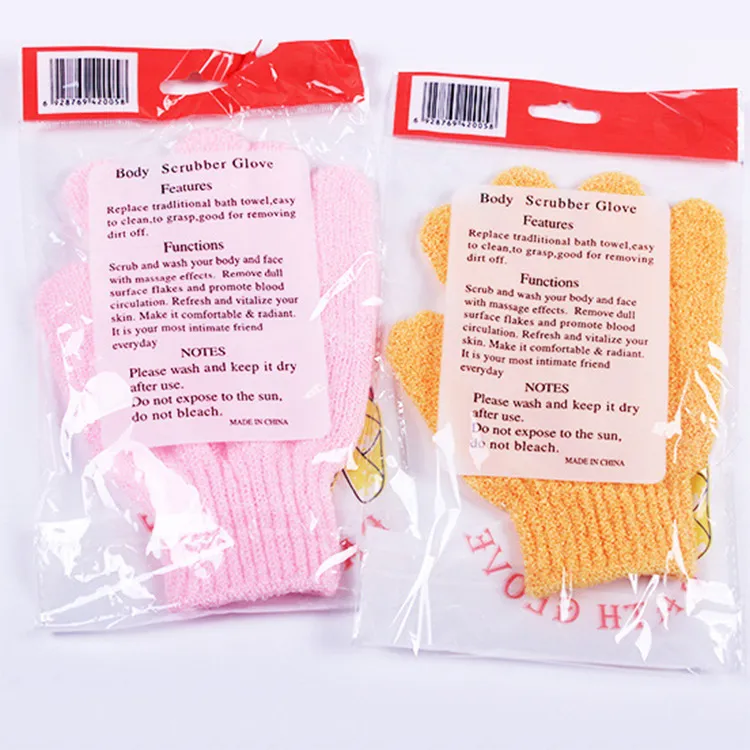 Exfoliërende Handschoenen Douche Lichaam Borstel Vingers Badhanddoek Peeling Mitt Body Scrub Handschoenen Bad Spons Spa Douche