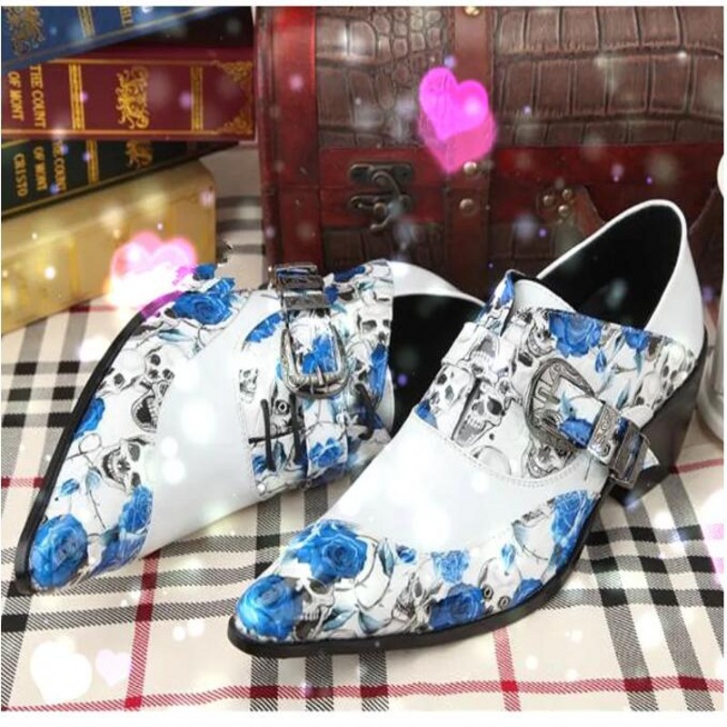 Zapatos de vestir de boda para hombre de tacón grueso con cordones de primavera, zapatos casuales de caballero con estampado de cuero genuino, talla grande 38-46