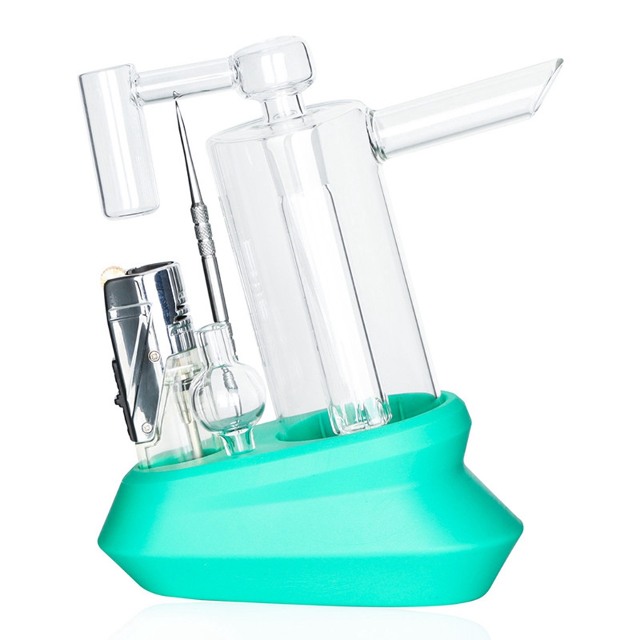 Verre Bong Fumer Kit Pipe À Eau Narguilé Dab Rig Rig en Un Avec Quartz Banger Carb Cap Accessoires Set pour Wax Concentrate Dabbing