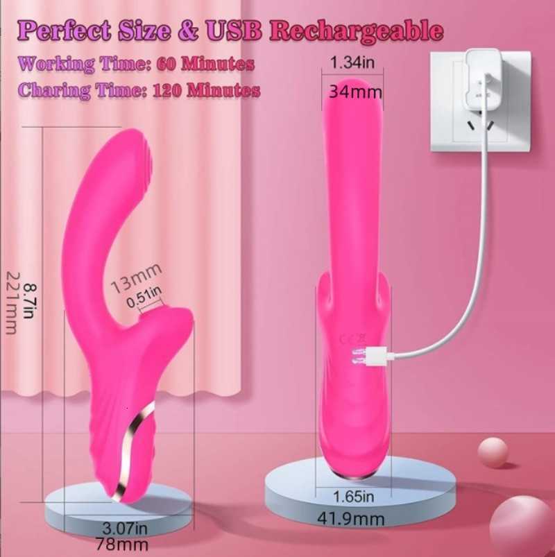 Uitverkoop Clit zuigende konijnenvibrator voor dames Sterke zuigkracht Tepel Sucker Dildo Rose Red vibrators