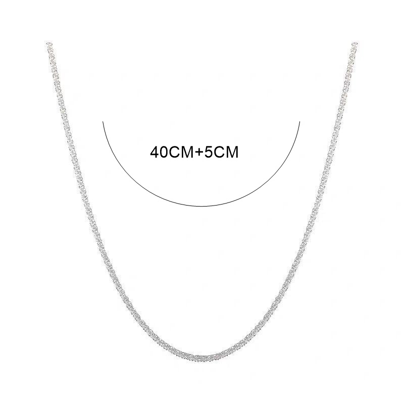 s925 Silver Shimmering glitter chain simple personality niche light luxury temperament for women necklace ins fashion cauliflower chain