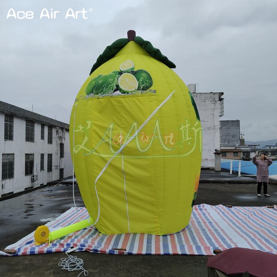 Barraca de venda de limonada inflável de verão popular para concessão de limão com ventilador de ar gratuito para publicidade de promoção de eventos