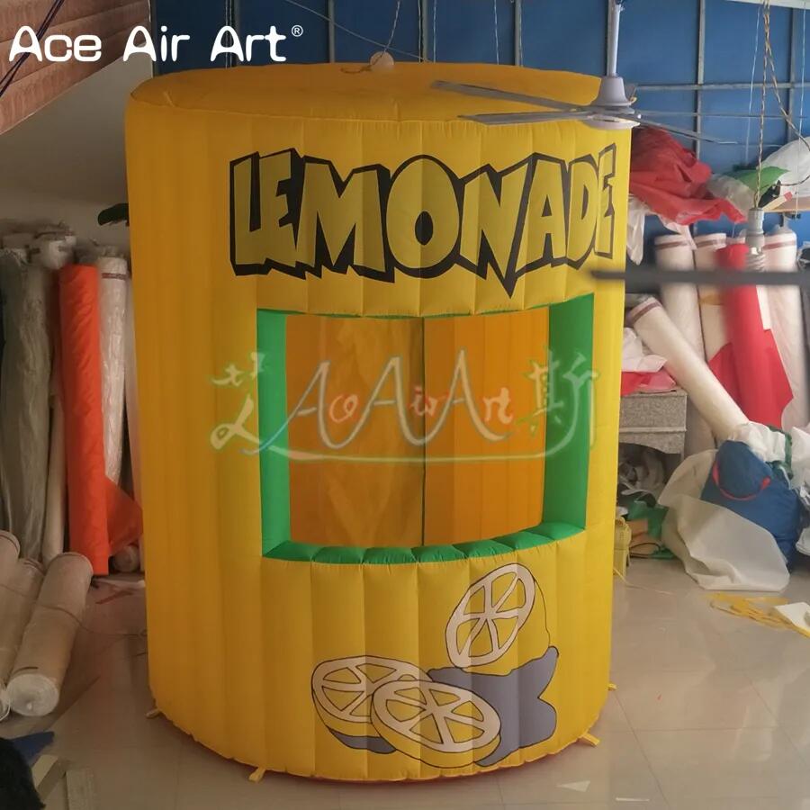 Cabine de limonada inflável para concessão de limão, quiosque superior plano, barra de bebidas para publicidade promocional