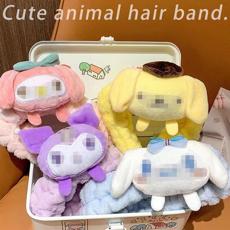 Lovely Fashion Wide Solid Cartoon Washing Face Hair Bands Elastic Stretch Turban Fluffy Plush Women Girl Hairdressing Accessories Tools Headbands YL0431