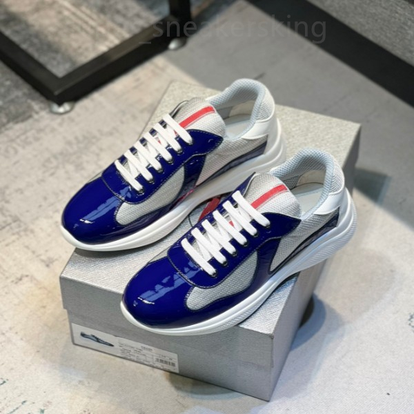 Designer skor löpare tränare män amerika cup xl läder sneakers läder platt tränare svart vit röd mesh snörning casual skor med låda storlek 38-46