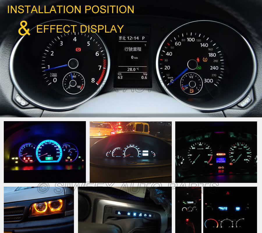 Ny 10x T5 W3W 2 SMD 3014 Dashboard Car LED -glödlampor 12V DC W1.2W 70 73 74 79 85 Indikator Wedge Auto Instrument Uppvärmningslampa