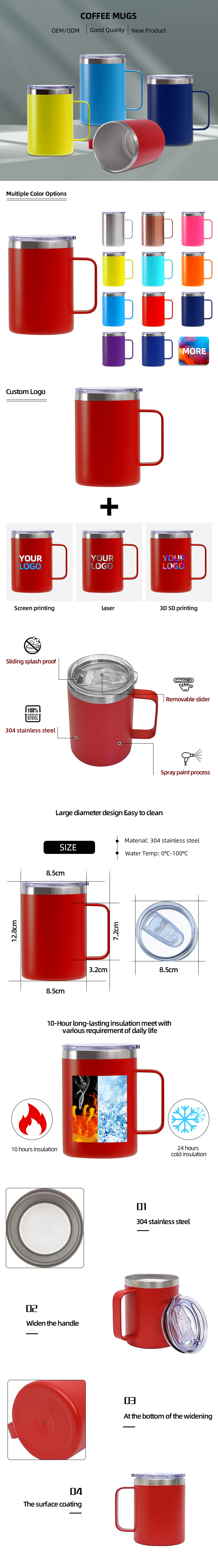 12-Unzen-16-Unzen-Sublimationsbecher, isolierte Zauberbecher, doppelwandige Tee- und Kaffeetasse aus Edelstahl mit Logo