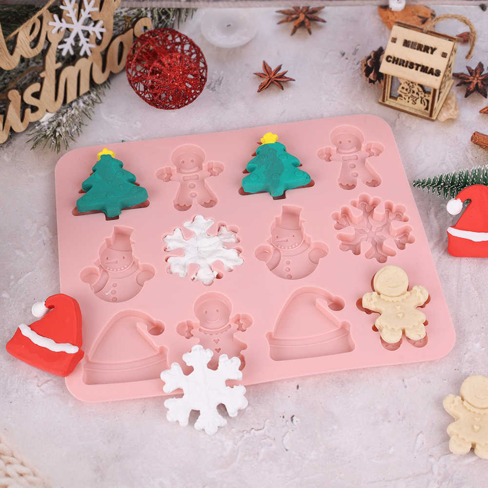 Nouveau Noël Silicone Moules Bonhomme De Neige Gâteau Au Chocolat Moules DIY Arbre De Noël Pendentif Moule Pour La Maison Partie Décoration Cuisine Outils De Cuisson