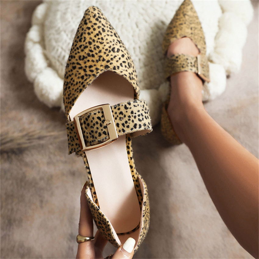 Sandali da donna 2023 Nuove scarpe da donna casual con fibbia cintura 40-43 Scarpe basse Muller con stampa leopardata femminile Dropshopping