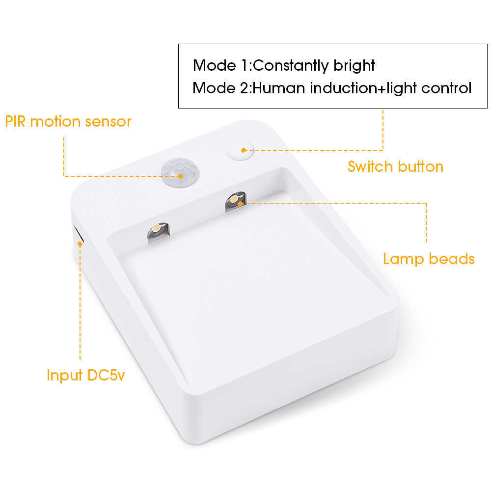 Ny LED Night Light Motion Sensor Cabinet Light Battery Operated Wall Decorative Lamp för hallväg Garderob inomhusbelysning