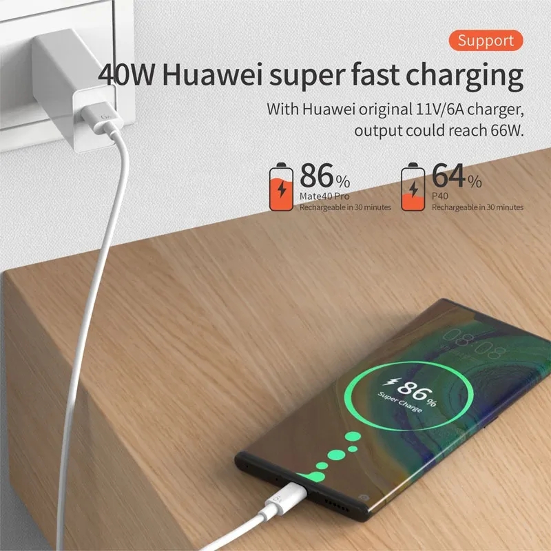 6A Super Fast Charge 66W USB C شحن كابل لشركة Samsung S8 S9 S10 S20 Huawei Xiaomi Type Type C Cable 1M 2M 2M