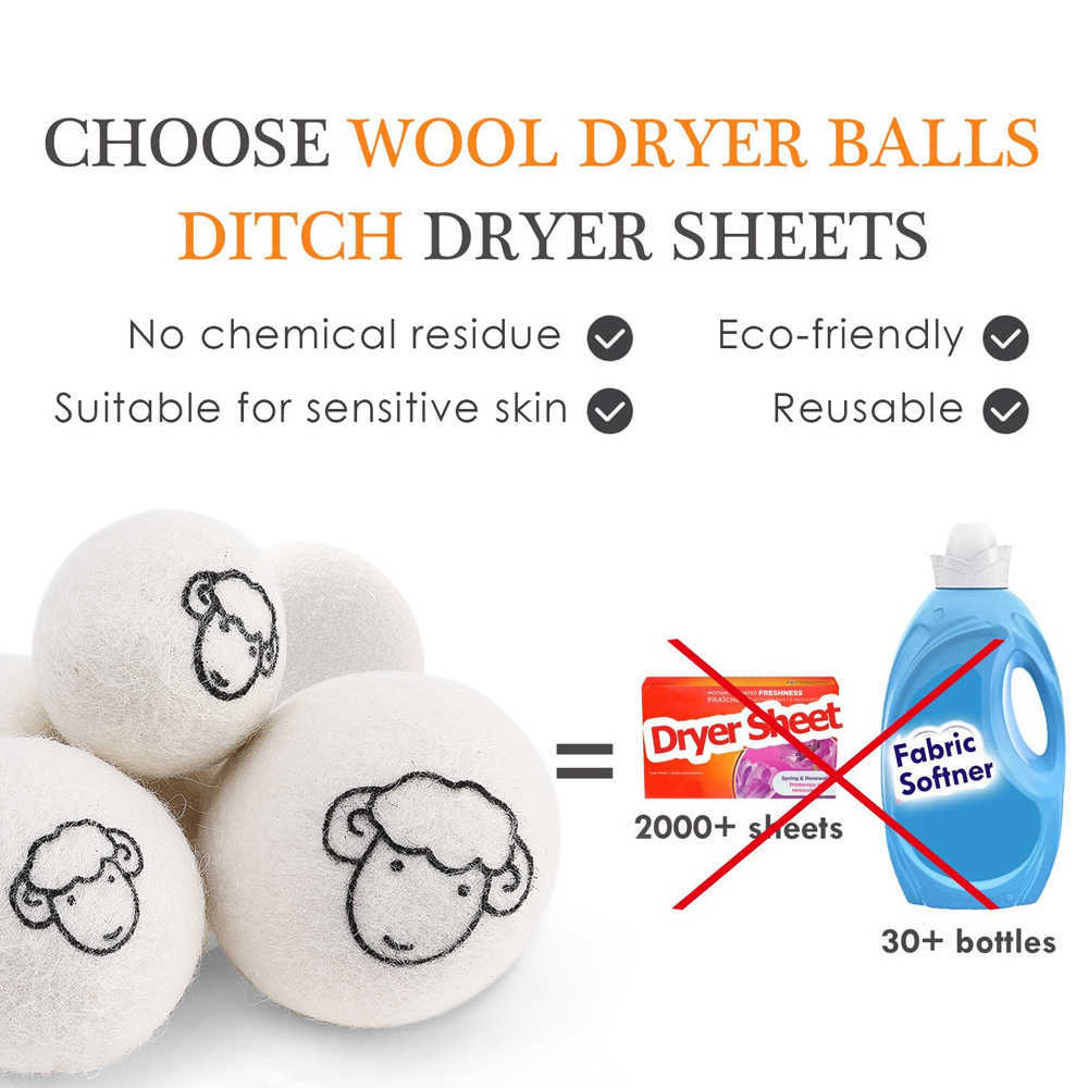 Nya 4stWool Dryer Balls återanvändbara mjukgörare Tvätt tvättar torkbollar för tygkläder hushåll tvättmaskin tillbehör