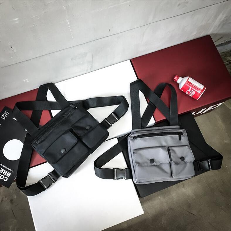 Streetwear Vest Chest Rig Bag Kvinnor Män designer Nylon axelväska kvalitet Hip Hop Sling bröstpåse