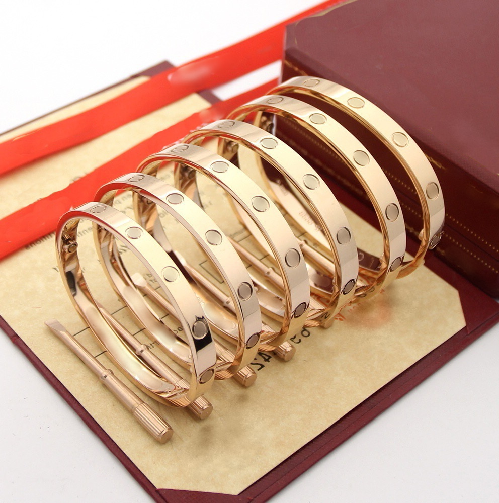 Love series gold bangle for man Au 750 gold plated 18 K 16-21 size with box with screwdriver 5A premium gifts couple bracelet 052203z