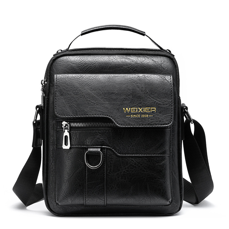 Men's Crossbody Shoulder Bags Vintage Leather Vertical Portable Business Casual Leather Bag