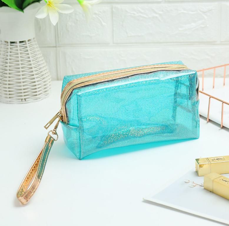 Sac à cosmétiques transparent, pochette de voyage en PVC Transparent, trousse de maquillage avec fermeture éclair pour voyage DF137