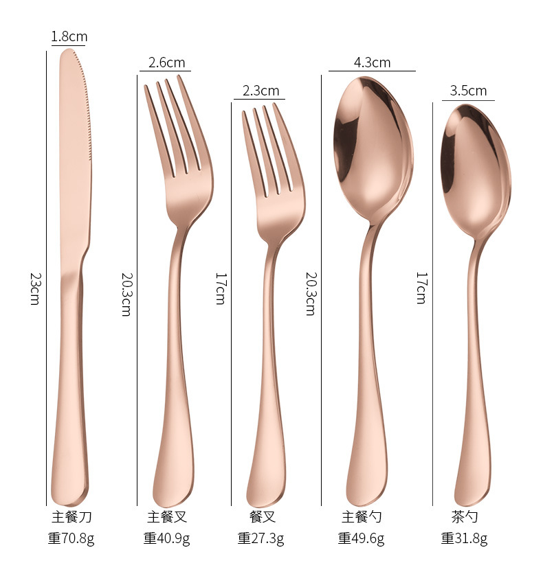 고급 테이블웨어 칼날 스테인리스 스틸 나이프 및 포크 세트 골드 플랫 세트 결혼식