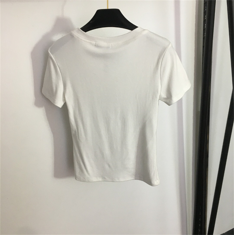 T-shirt da donna a maniche corte Top attillato casual match Slim Girl donna con girocollo Tops Tees