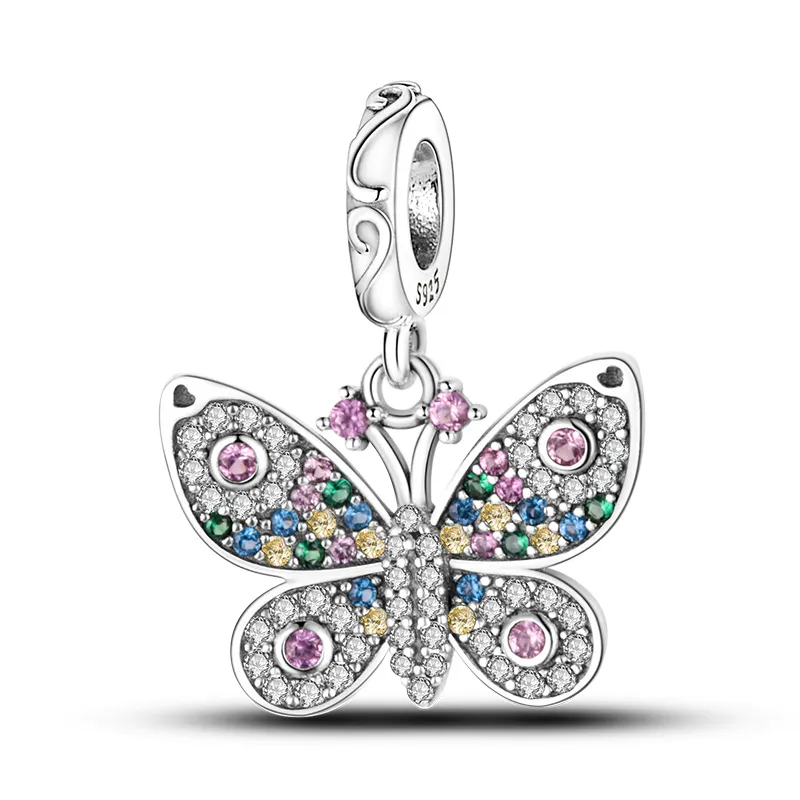 925 Silver Fit Pandora Charm 925 Bracelet Pendant Dragonfly Butterfly Series charms set Pendant DIY Fine Beads Jewelry