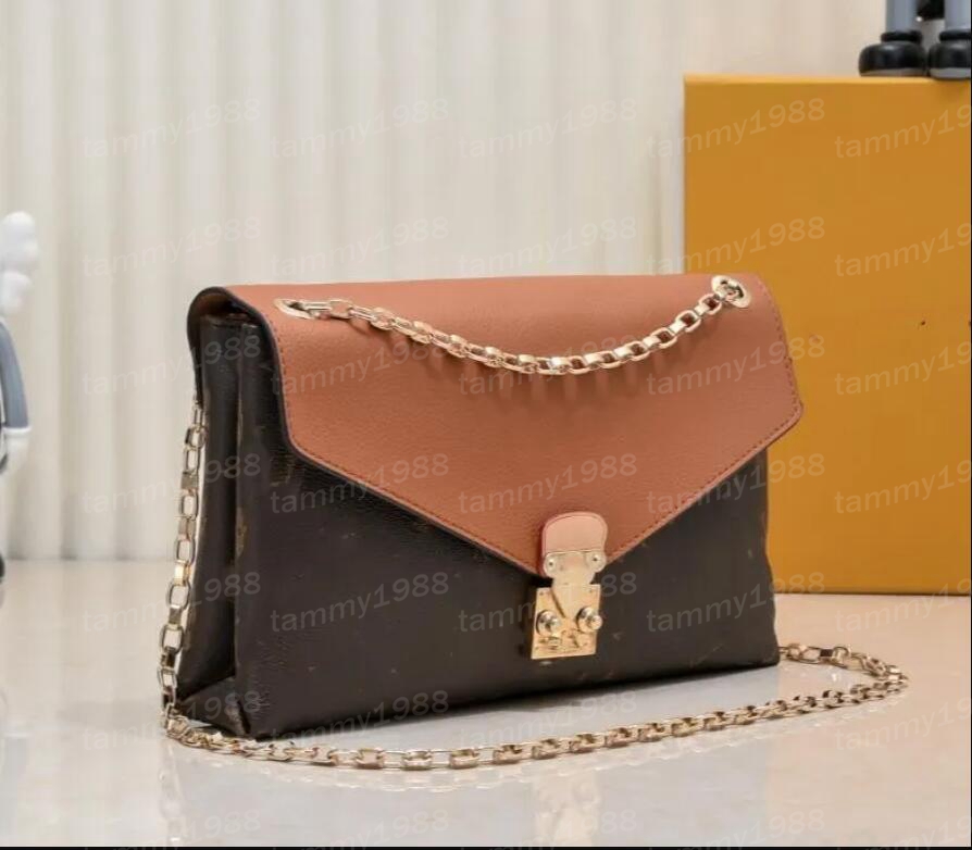 7A Cowhide Véritable Cuir Designer Sac Femmes Sacs à main Luxurys Lady Sac à bandoulière Sacs de messager Classique Digram Fleurs Crossbody Gold Chains Sacs à main