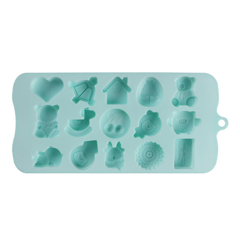 Bakningsformar 15 Holes Cartoon Jelly Pudding Baking Cake Chocolate Ice Tray Handgjorda tvål Silikonform Q204