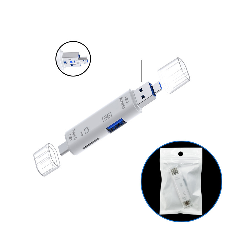 5 em 1 multifuncional usb 2.0 tipo c/usb/micro usb/tf/sd leitor de cartão de memória otg adaptador de leitor de cartão acessórios do telefone móvel