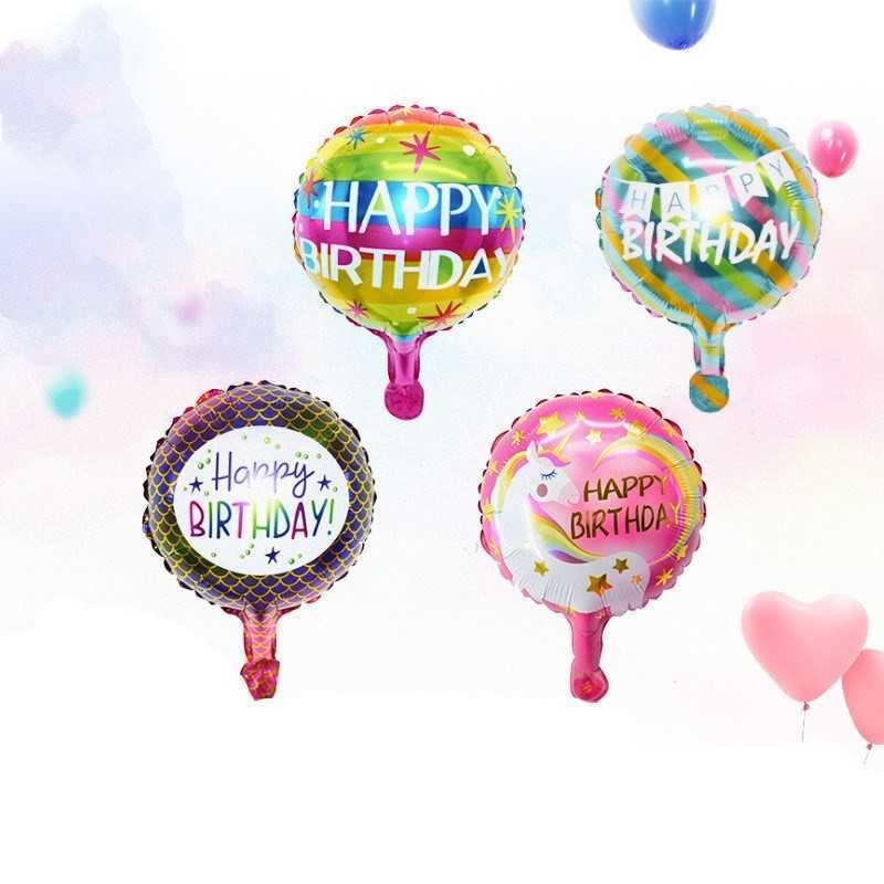 Nya 2st 10 -tums mini aluminiumfilm Happy Birthday Balloons Färgglada Feliz Cumpleanos Air Golobs Födelsedagsfestdekorationer