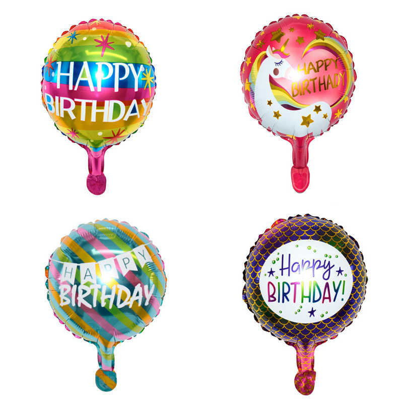 Nya 2st 10 -tums mini aluminiumfilm Happy Birthday Balloons Färgglada Feliz Cumpleanos Air Golobs Födelsedagsfestdekorationer