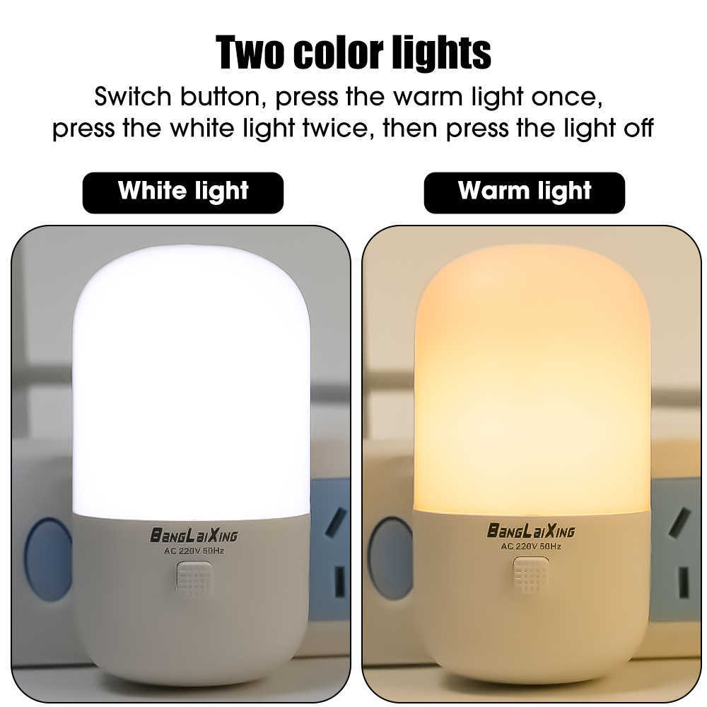 Nowa mini LED nocna nocna wtyczka przyciemniona lampa nocna do sypialni do sypialni Oświetlenie sypialni bezprzewodowe lampy ścienne oszczędzające energię energetyczną