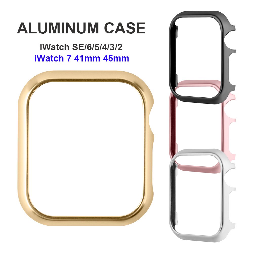 Cadre de protection antichoc en métal pour Apple Watch9 8 7 , 45mm 44mm, pour iWatch series9 8 7/6/5/4, en aluminium doré