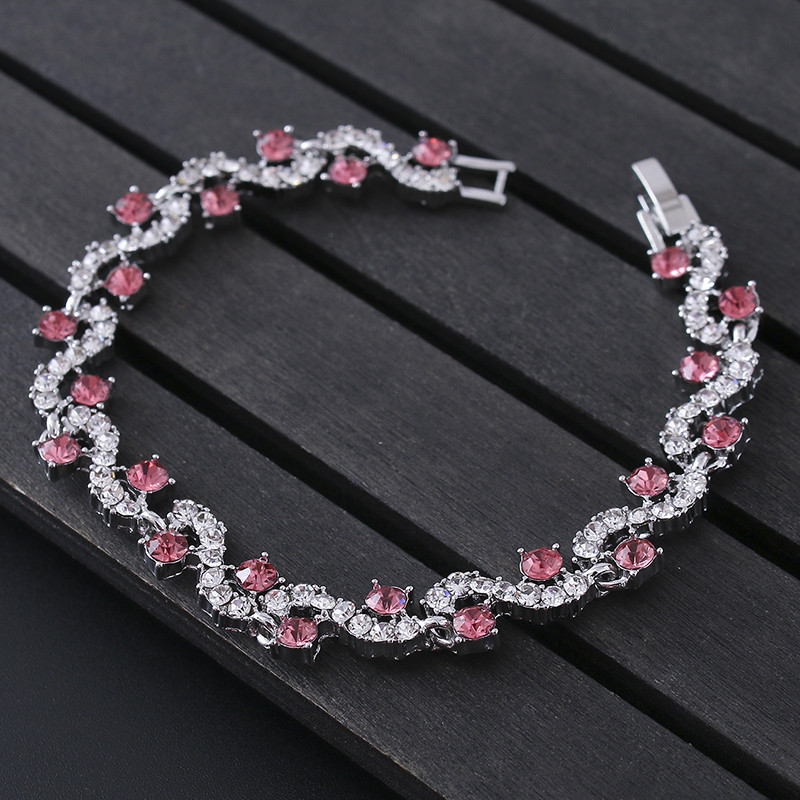 Trendy Sparkling Crystal Tennis Bracelet red bracelet women's Colorful Zircon Diamonds Tennis Bracelets Cuban Link Chain Bangle Couple Jewelry Gift