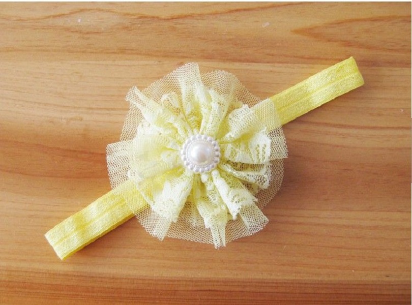 Offre spéciale cheveux accessoires pour bébé bébé dentelle grande fleur perle princesse bébés fille bandeau cheveux bandeau bébé bandeau enfants coiffure