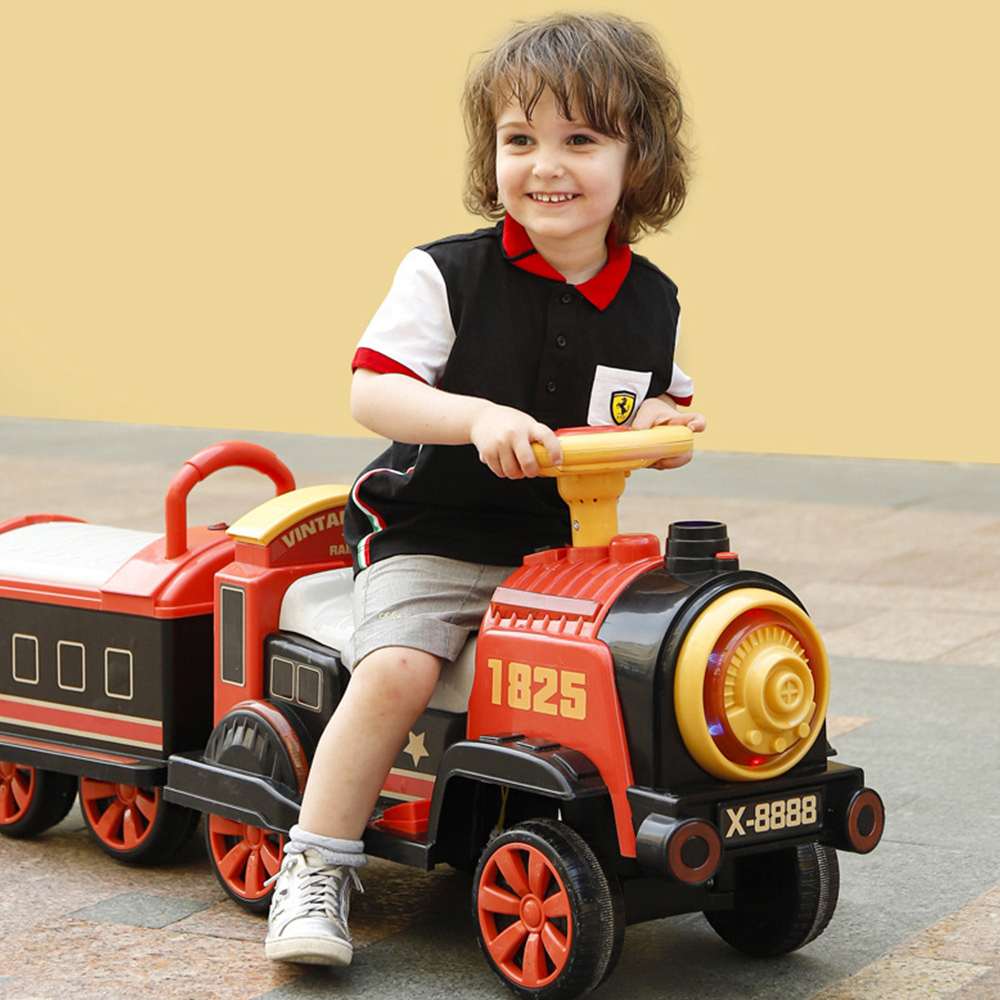 Carro elétrico para crianças com controle remoto nas quatro rodas, trem de brinquedo, carro para crianças, meninos, meninas, passeio de bebê, patinete