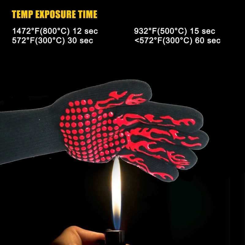 Nouveau 800 degrés ignifuges gants résistants à la chaleur BBQ four gants Silicone four mitaines Barbecue chaleur Lnsulation micro-ondes gants