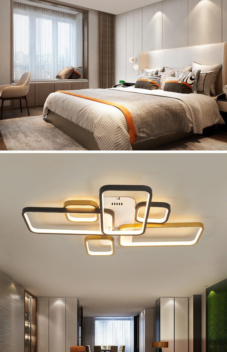 مصباح مصابيح سقف LED الحديثة لغرفة المعيشة غرفة دراسة غرفة دراسة داخلية مصباح السقف الأسود والذهبي