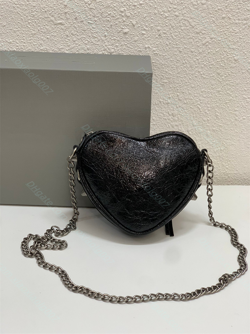 Solid color Mini Heart Bags woman classics Cross body Shoulders bag LE CAGOLE HEART Mini Handbag Top Quality rivet Evening Bags Cosmetic Bags totes