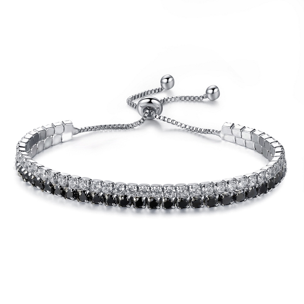 Zwarte en witte diamanten armband Diamanten tennisarmbanden voor dames Luxe sieraden Geschenk Mode Zirkoon Link Chain Bangles Tweekleurige kristallen losse diamanten armband