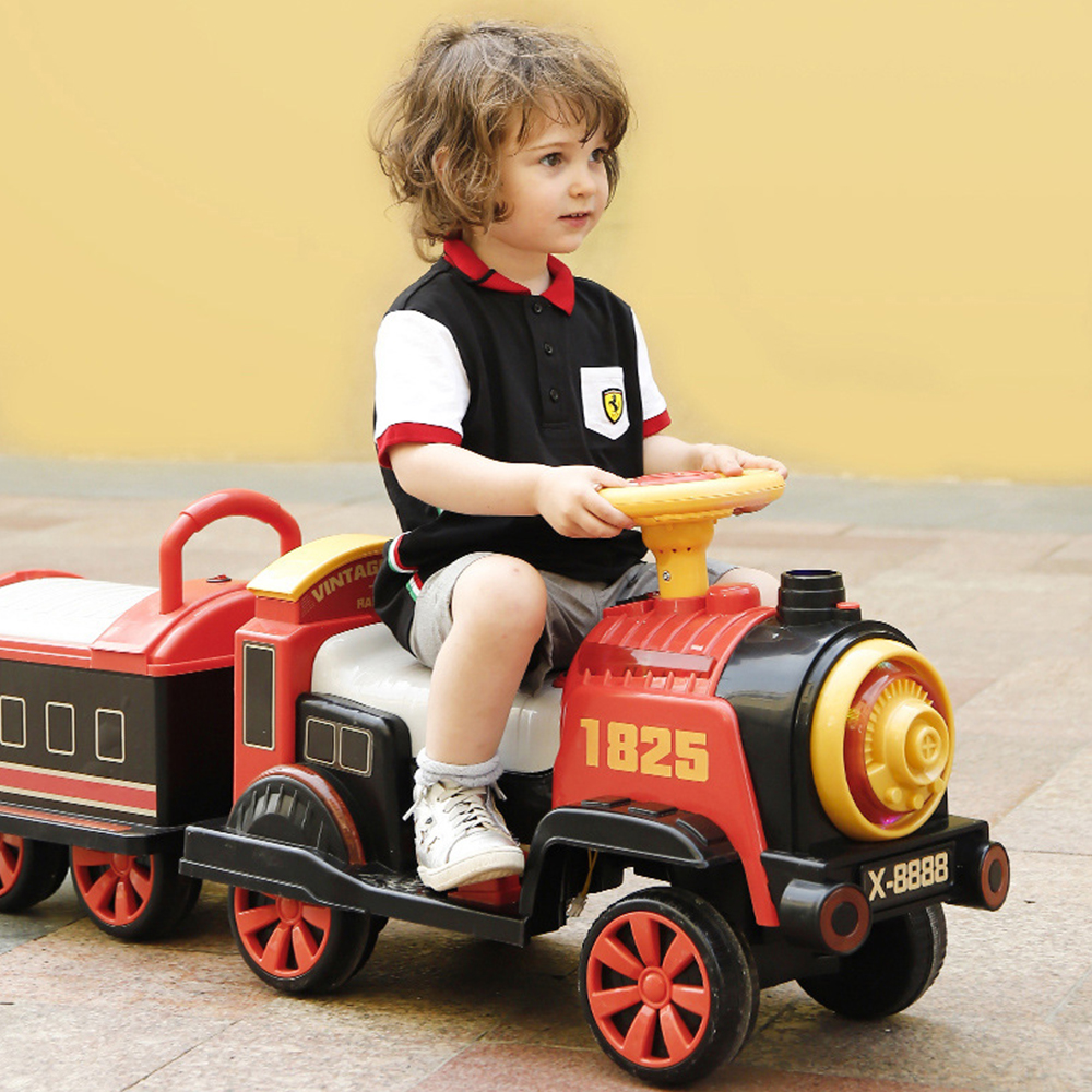 Carro elétrico para crianças com controle remoto nas quatro rodas, trem de brinquedo, carro para crianças, meninos, meninas, passeio de bebê, patinete