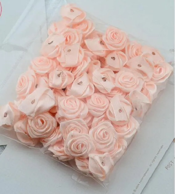 lot cheveux produit enfants accessoires bricolage 25mm Satin ruban fleur Rose pour artisanat vêtements bandeaux mariage