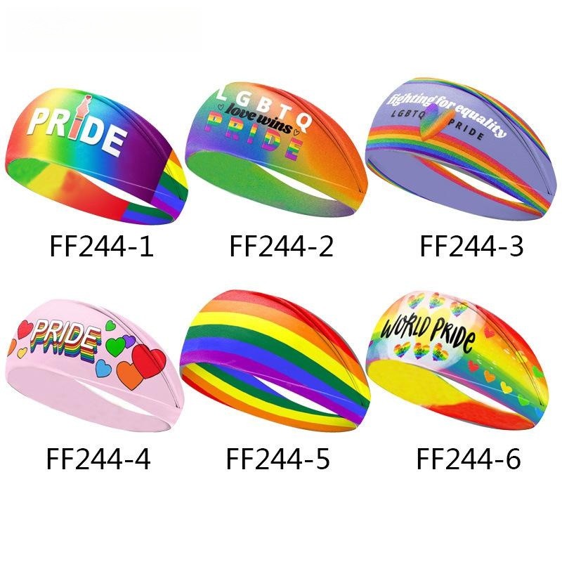 Party Favor Rainbow pannband unisex springande träning färgglada ränder hbt svett band stolthet pannband stretchy öronskydd huvud wraps q209