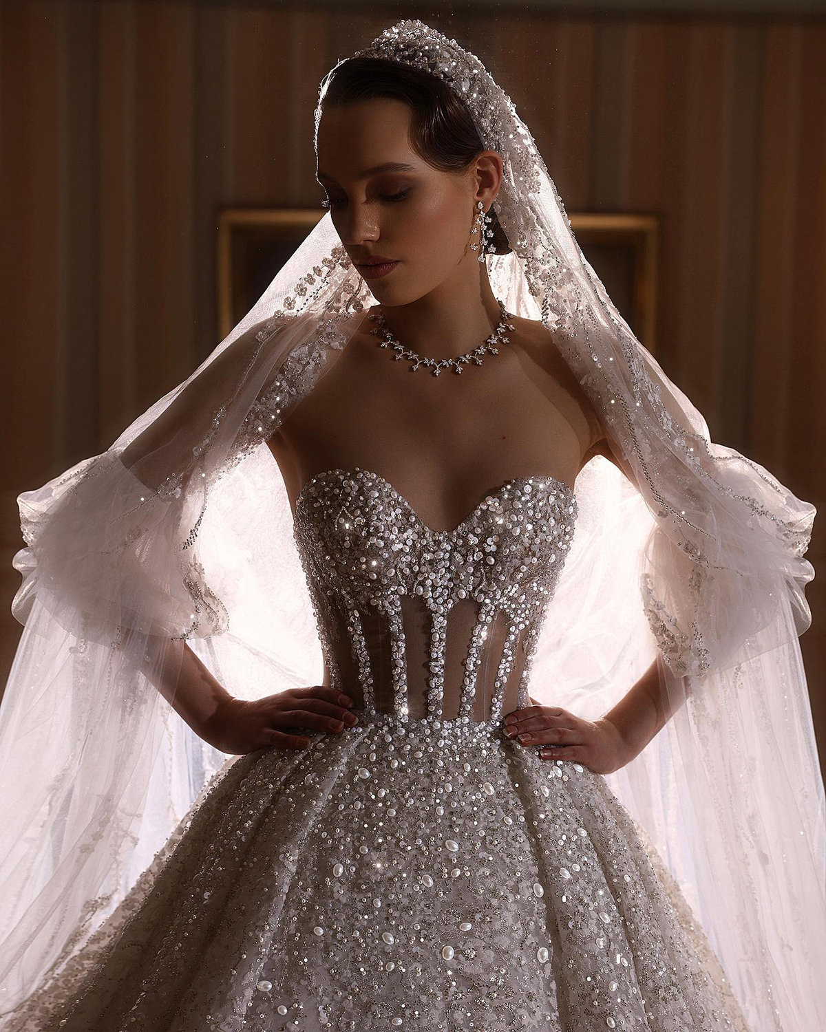 Exquisite Schatz Arabisch Brautkleider Ballkleid Glänzende Perlen Pailletten Spitze Brautkleid Nach Maß Vestido De Noiva