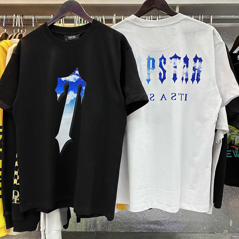 Designer modekläder tees tsihrts skjortor trapstar gradient tryckt kort ärm sommarmens tshirt herrar lös bomull trendig varumärke amerikansk casual ins rock