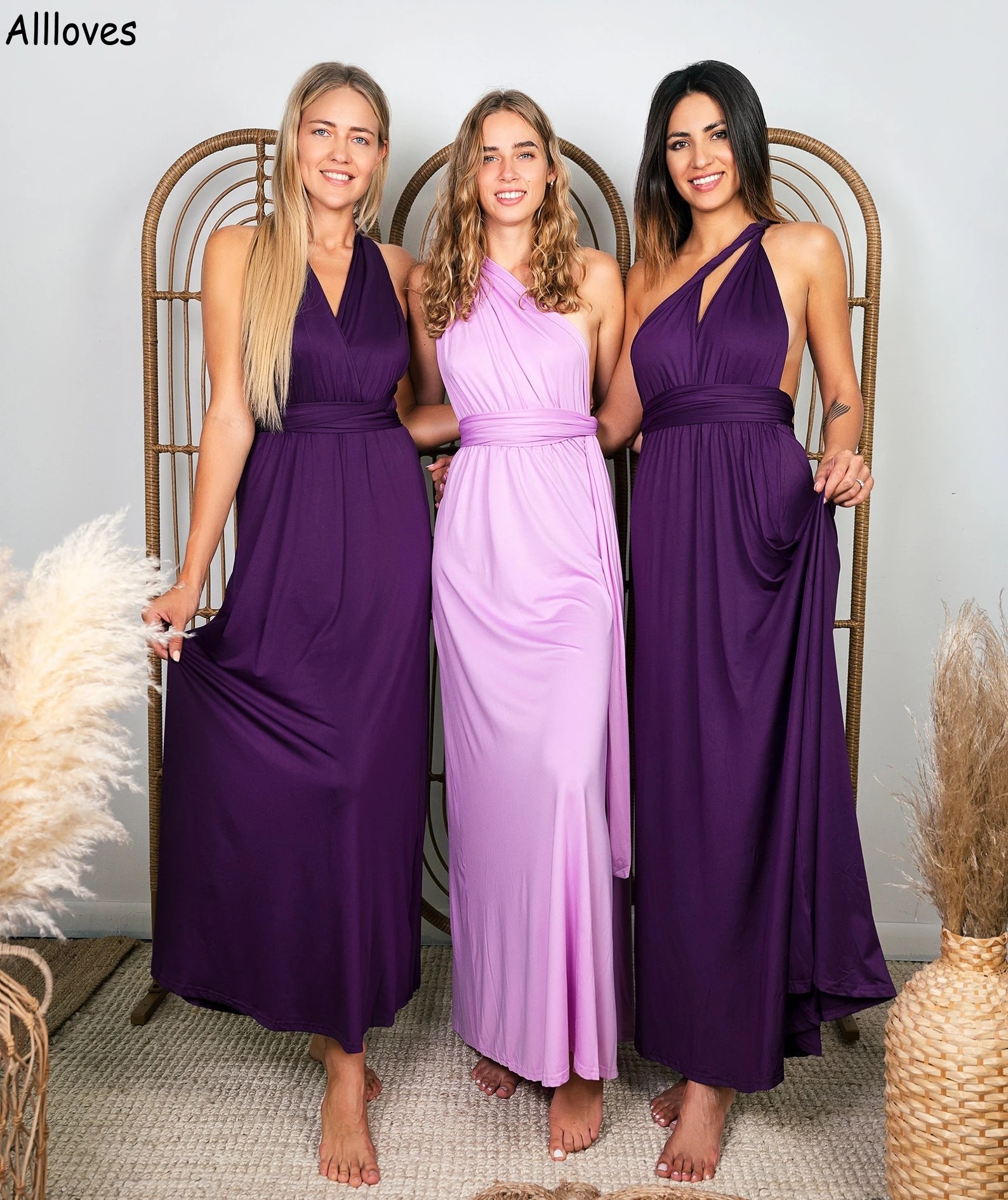 Infinity Maxi Long Dresses For Bridesmaid Convertinity Charming A Line Floor Length Sleeveless Maid Of Honor Gowns Plus Size Backless Wedding Guest Dress CL2466