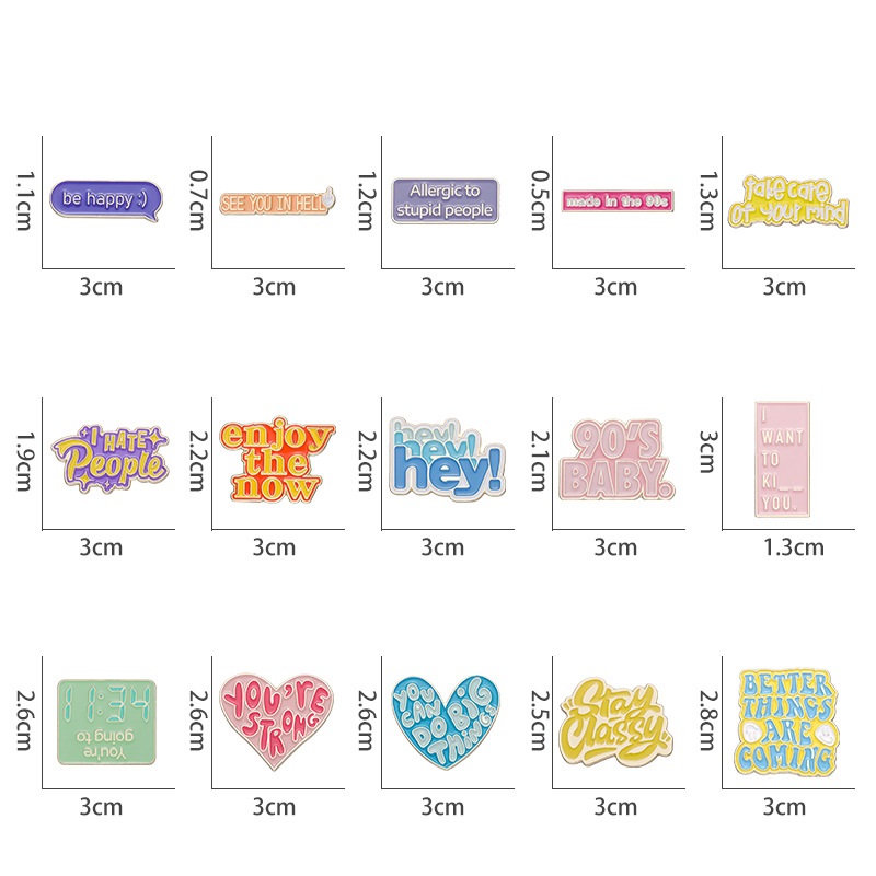 Broches Broches pour Femmes Amour Coeur Rose Coloy Lettre Hey Heureux Mode Broche Broches Clips pour Robe Chiffons Sacs Décor Émail Métal Bijoux Badge En Gros