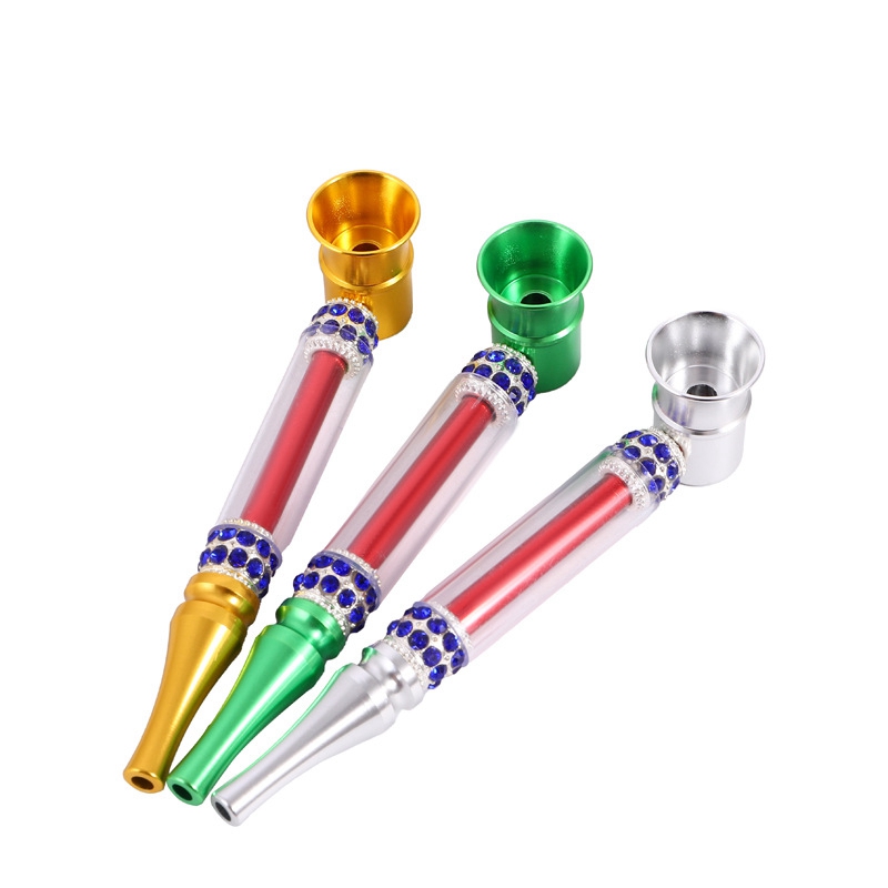 Latest Diamonds Style Colorful Aluminium Alloy Pipes Dry Herb Tobacco Filter Spoon Smoking Portable Removable Innovative Cigarette Holder Handpipes