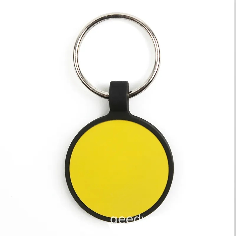 Round Dog Tags Keyring Food Grade Silicone Pet Tag DIY Cat And Dog ID Card Keychain