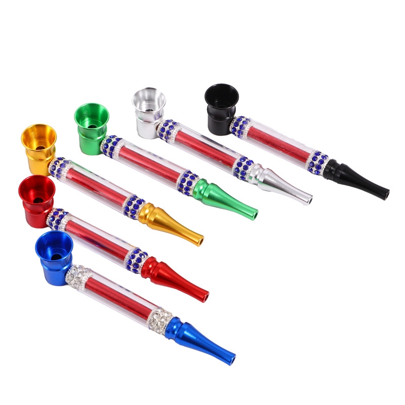 Latest Diamonds Style Colorful Aluminium Alloy Pipes Dry Herb Tobacco Filter Spoon Smoking Portable Removable Innovative Cigarette Holder Handpipes