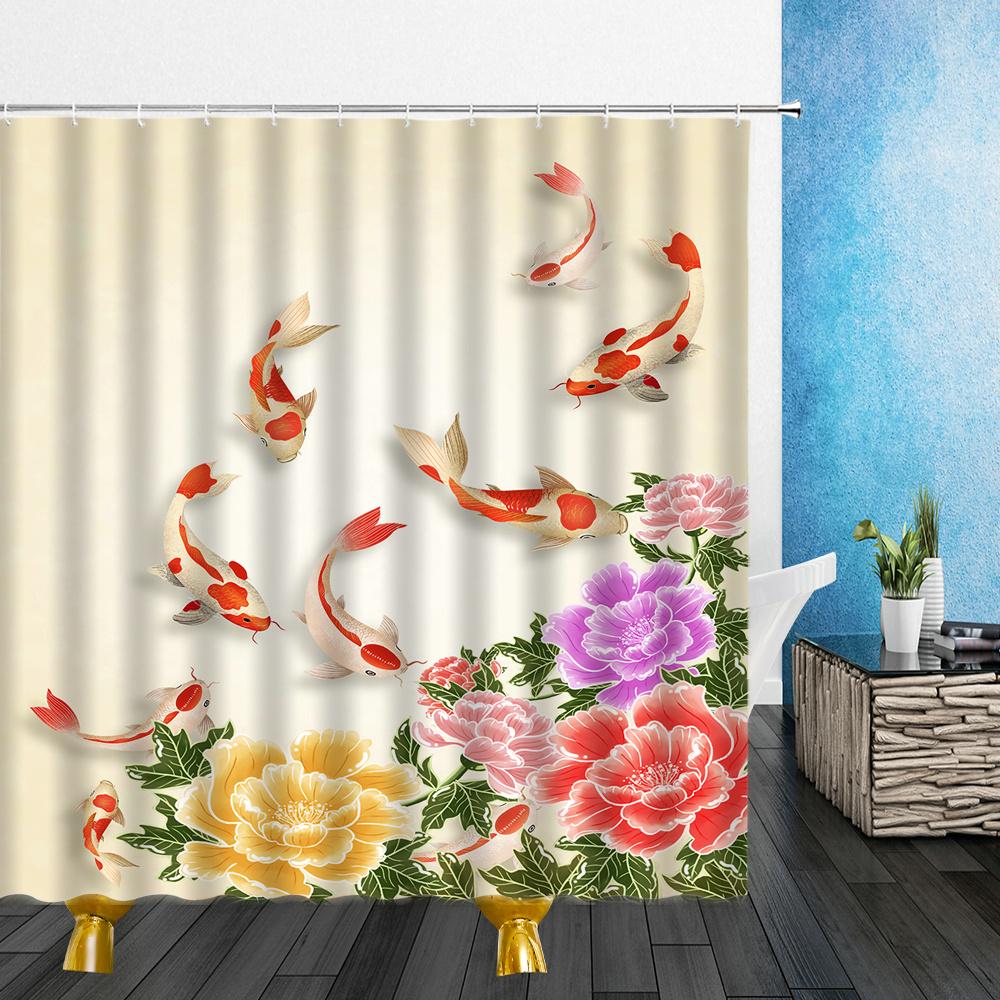 Cortinas de desenhos animados, cortinas de chuveiro, tubarão, golfinho, peixe, oceano, polvo, 3d, banheiro, decoração de casa com ganchos, à prova d'água, cortina de tecido de poliéster