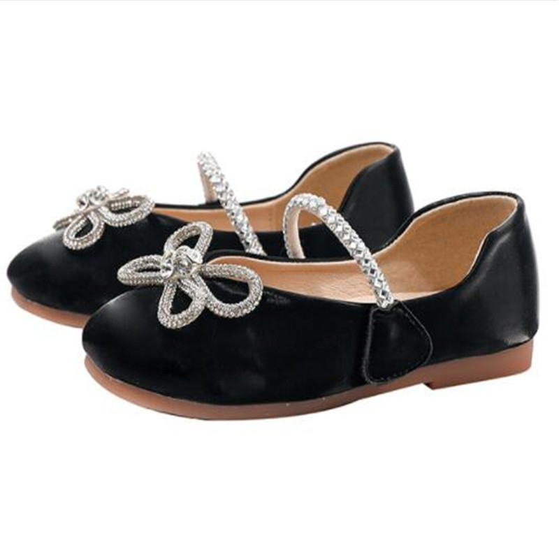 Sapato feminino de alta qualidade sandálias com laço de strass crianças tênis casuais infantis sapatos de bebê conforto princesa sapatos de couro respiráveis sapatos infantis