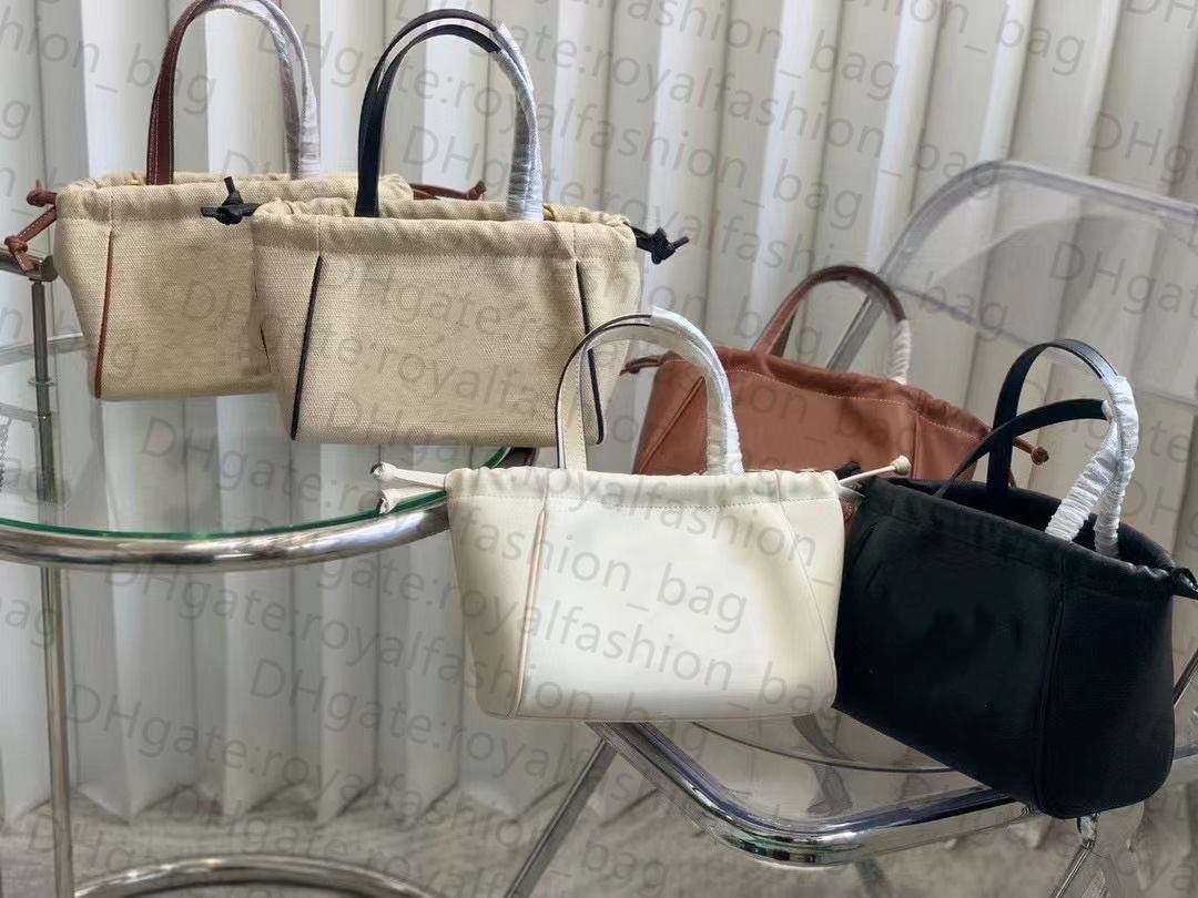 Tote Shopping Bag 7A Quality Canvas Cowhide Material Handbag Drawstring Designer Opening Women's Handbag Classic Design Luxury Bag
